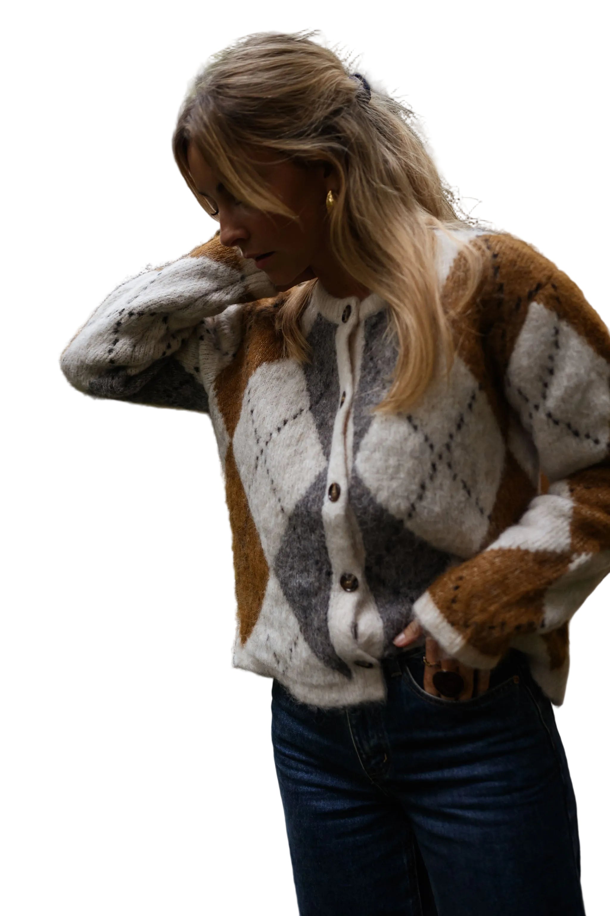 Ruth | Brown Checkered Diaz Cardigan