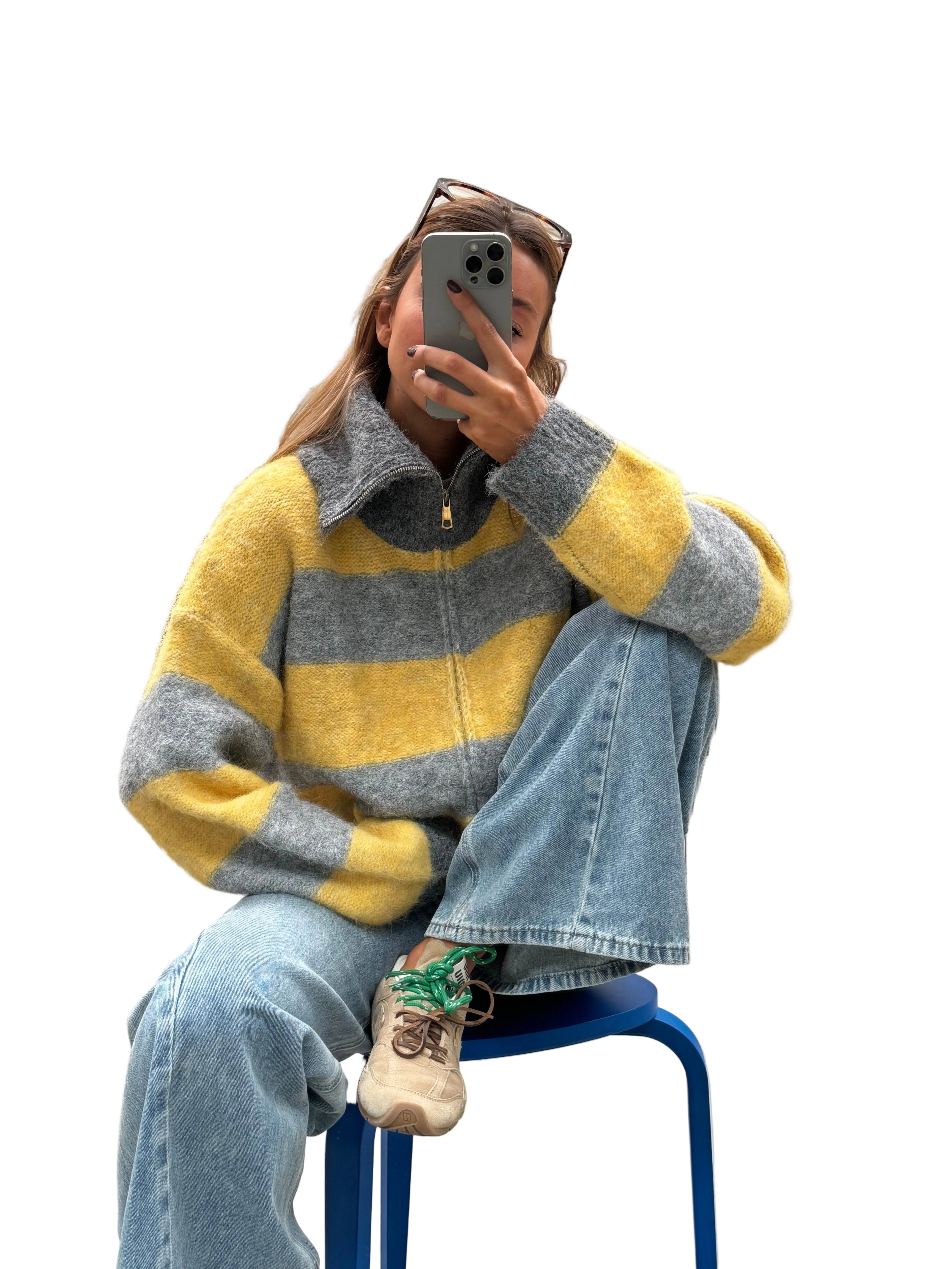 Luciana - Grey and Yellow Mayfair Cardigan