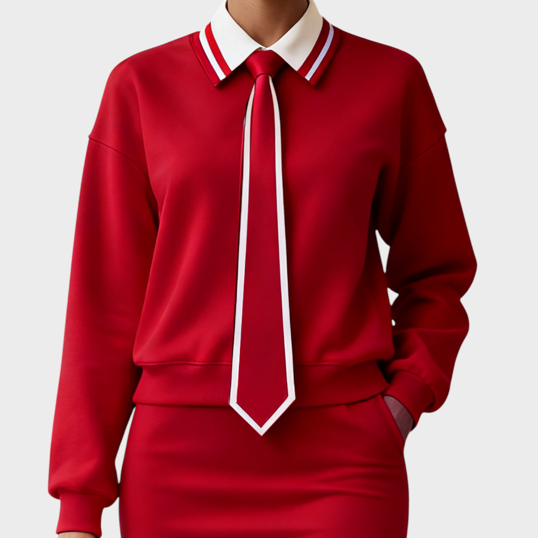 Sabrina | Black and white patterned crew neck sweatshirt