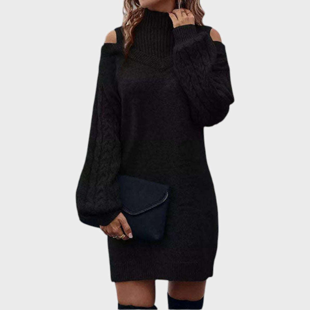 Ninia | Sweater Dress with Fashion and Open Shoulders