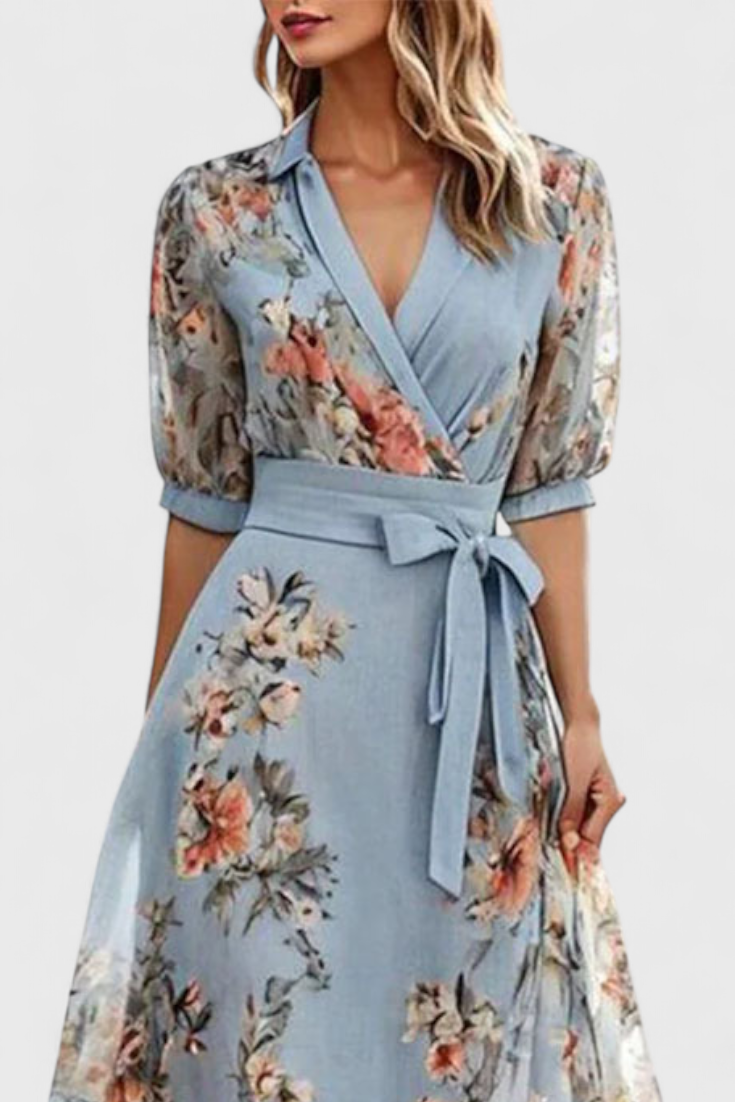 Arlet Floral Midi Dress with V-Neck