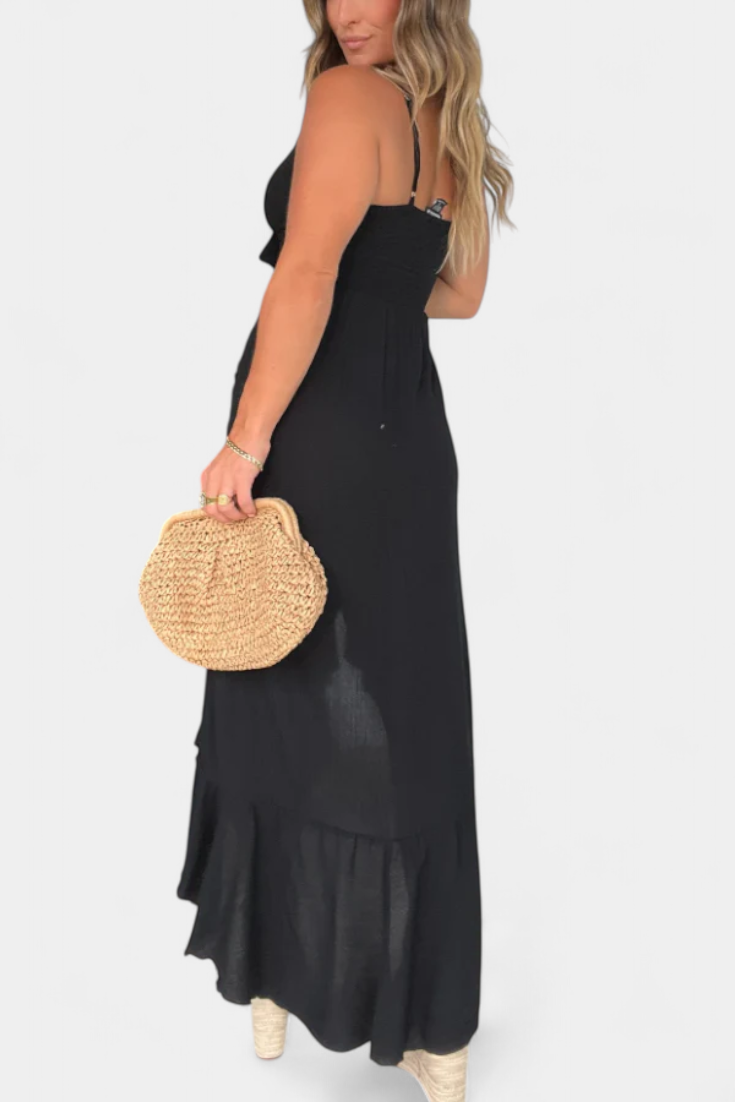Kailani Ruffle Maxi Dress with Front Knot
