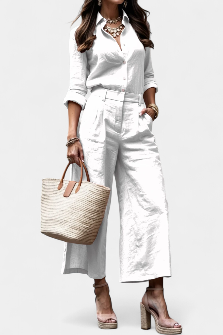 Sabina Pink Set with Airy Shirt and Capri Pants