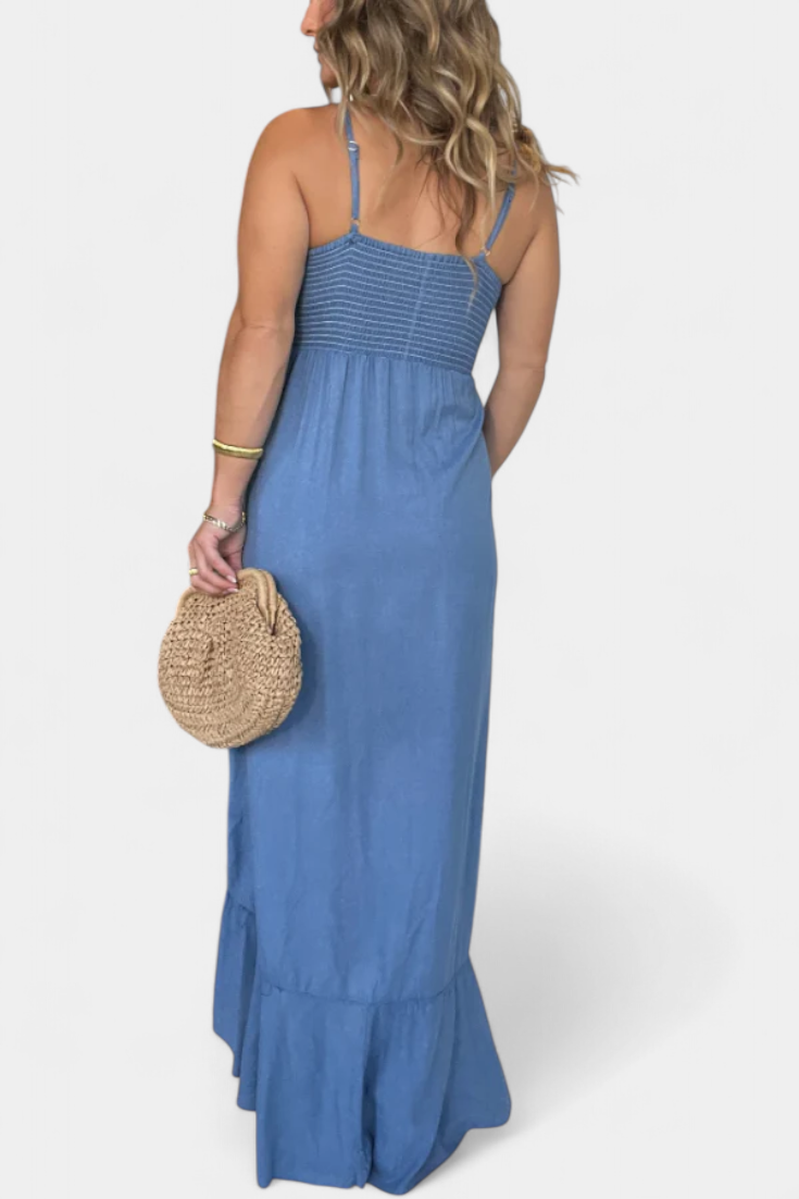 Kailani Ruffle Maxi Dress with Front Knot