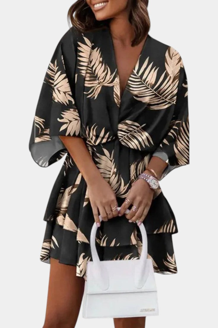 Eliza Mini Dress with Front Knot and Ruffles