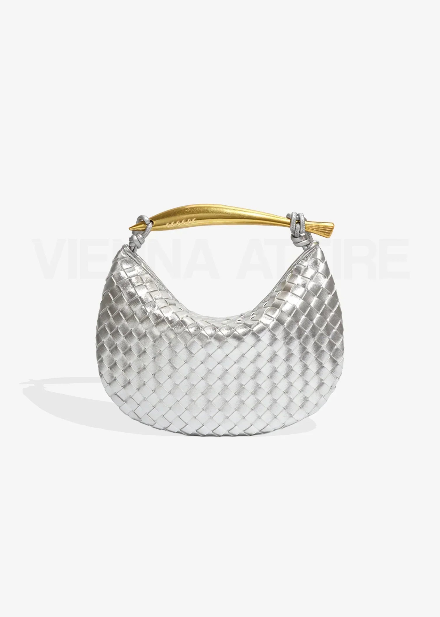Alexandra – Woven Pattern Bag with Gold Handle