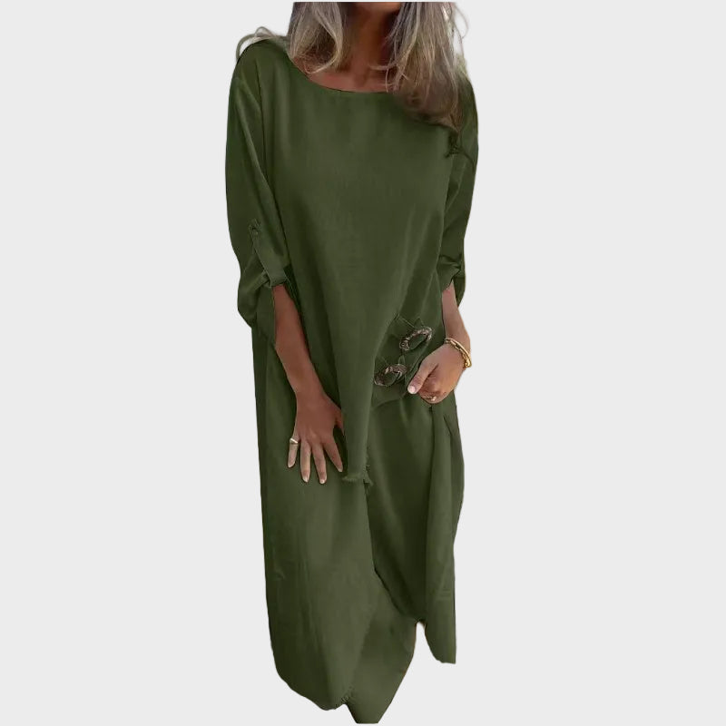 Soni | New Cotton and Linen Dress & Pants Set - Comfortable Two Piece Set