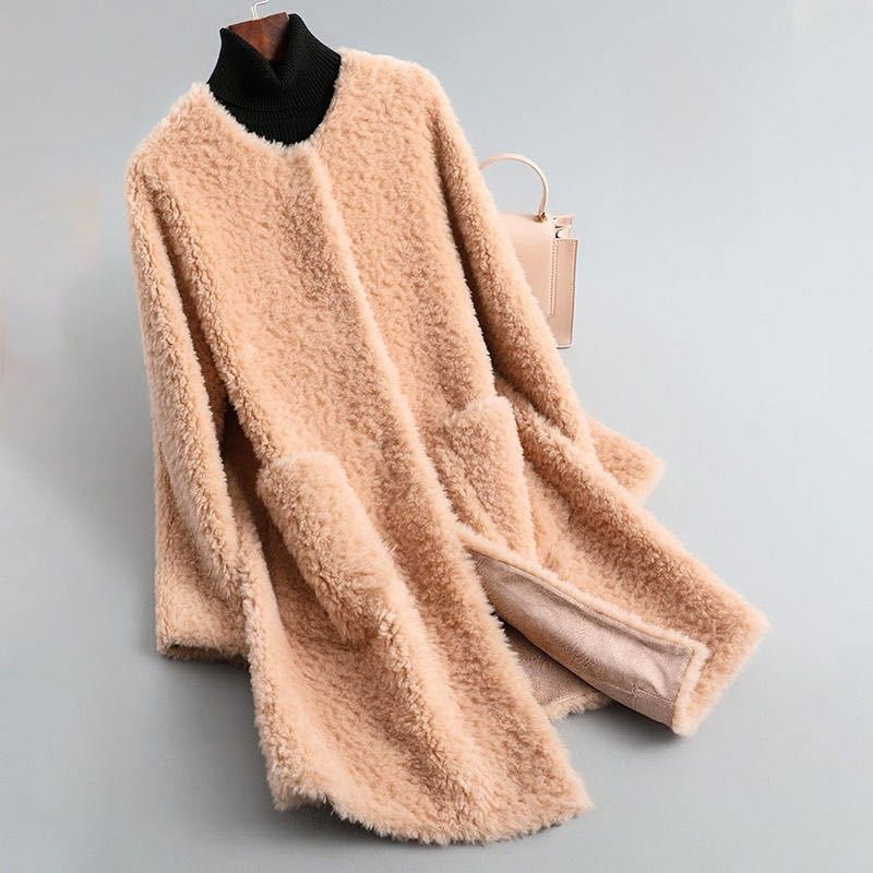 Shearling coat with wool lining
