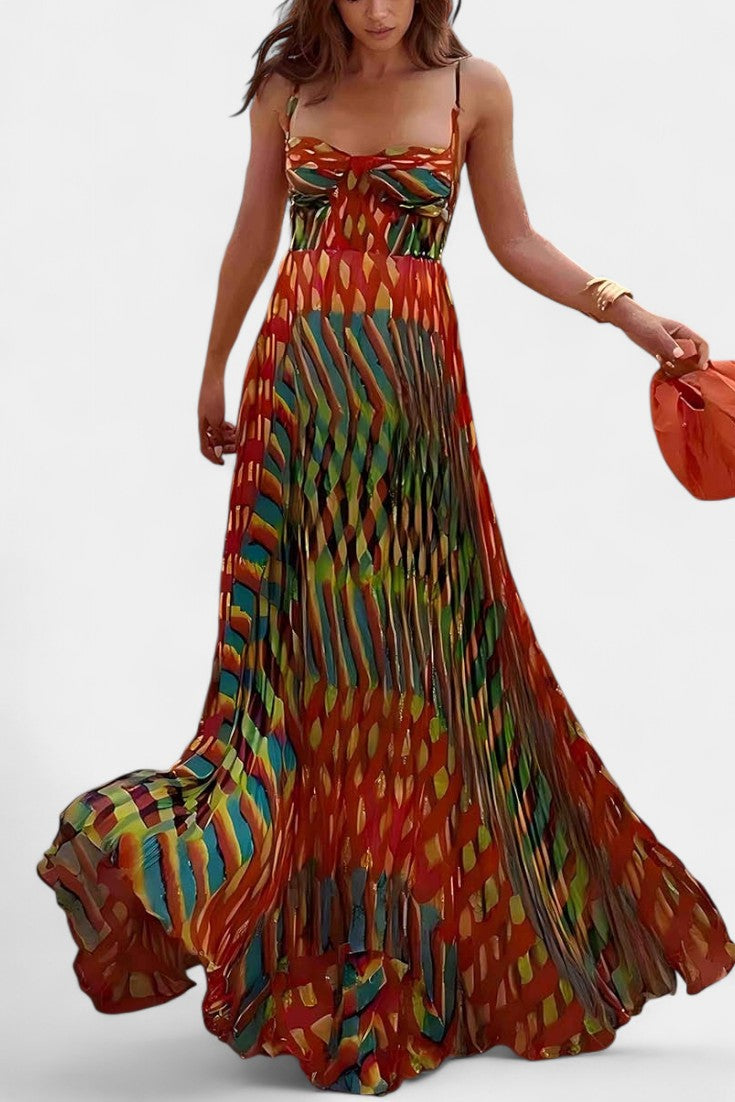 Océana Halter Maxi Dress with Abstract Pattern