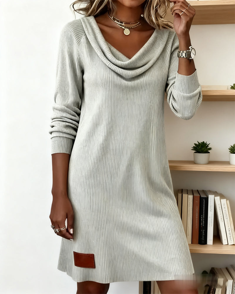 Celine | Casual Dress with Long Sleeves and High Collar