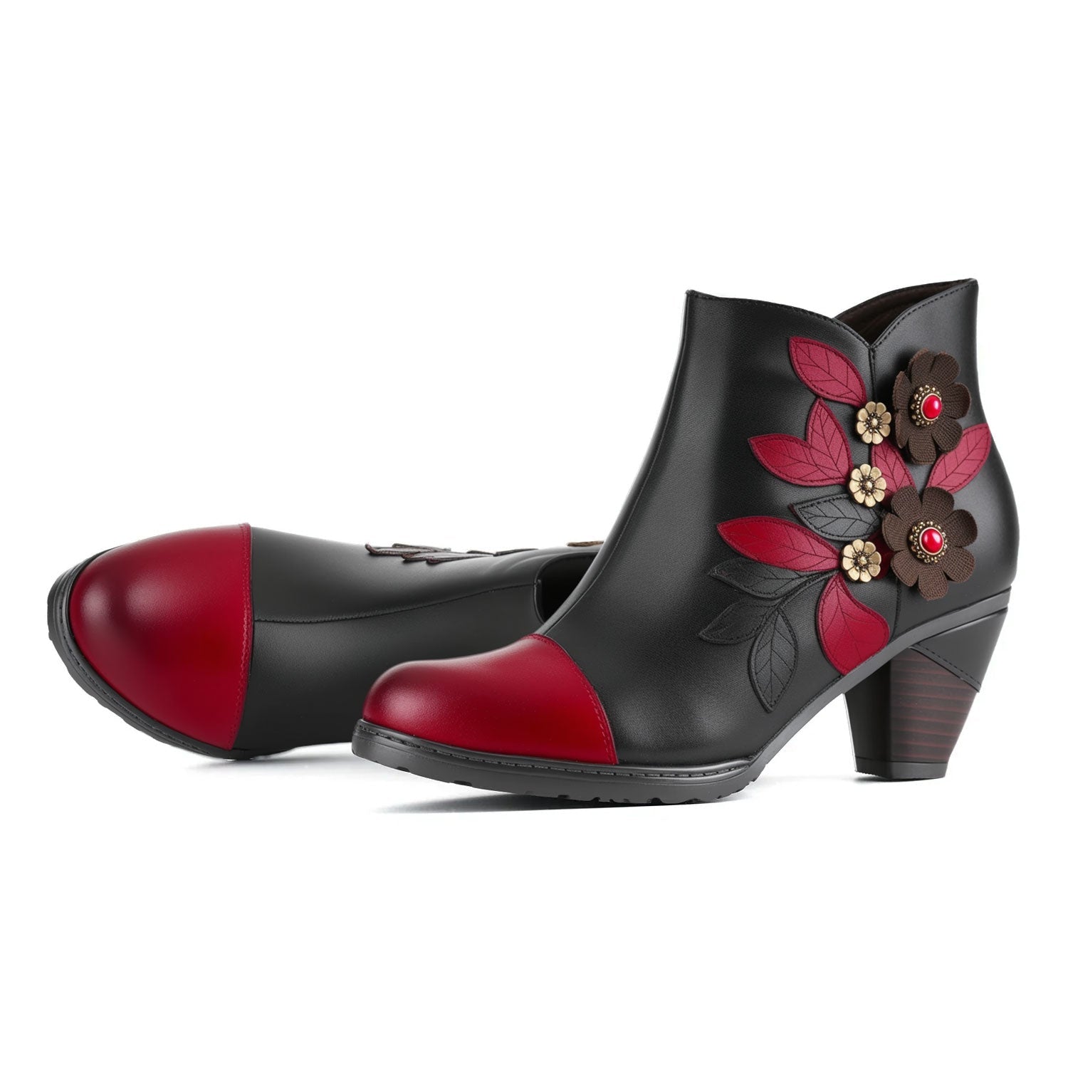 Brooklyn - Retro Boho Floral Charm Ankle Boots