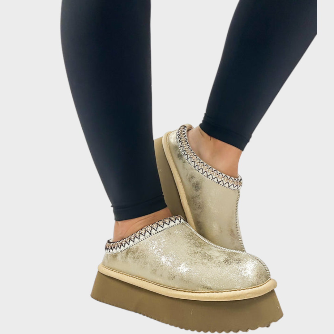 Stormie | Corky's Washed Gold Metallic Pillow Talk Shoes