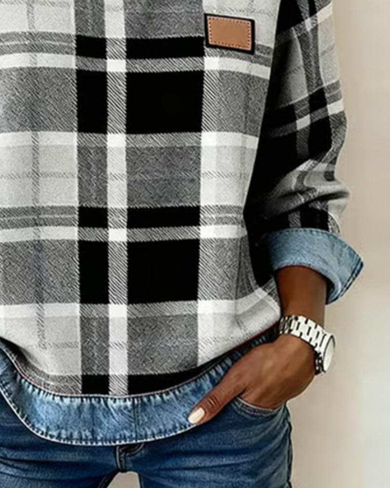 Ivy | Sweatshirt with plaid patches