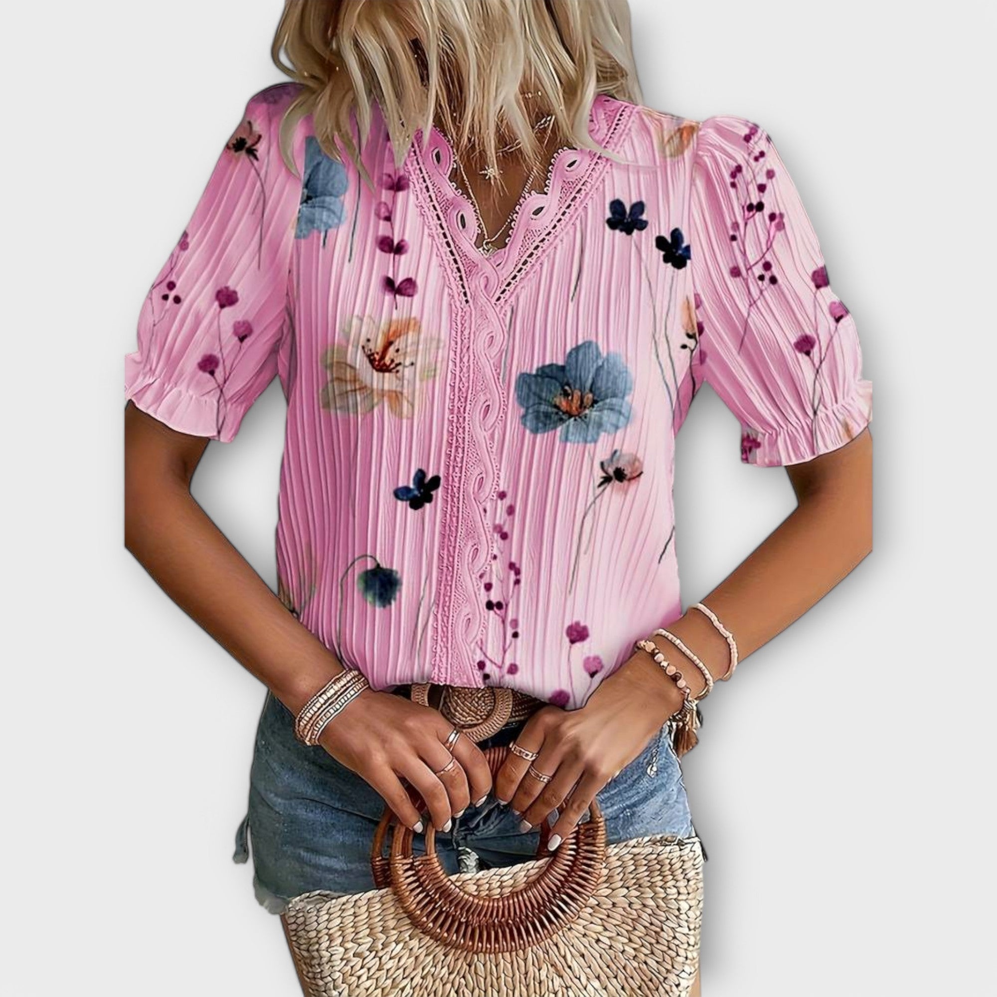 Emily - Fashion blouse with V-neckline