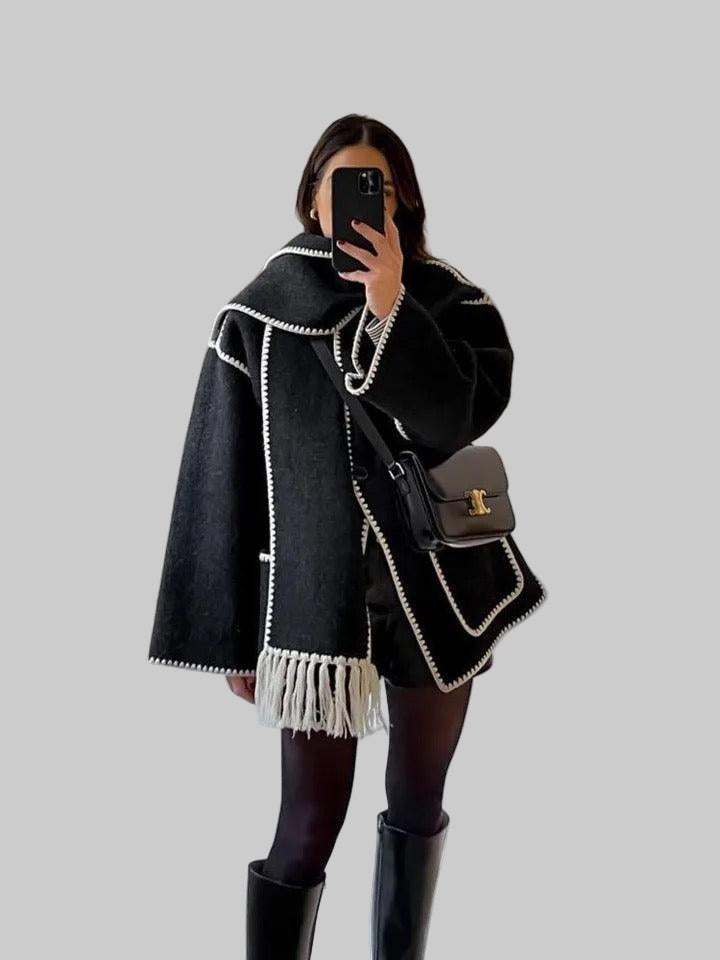 Cora Large Wool Jacket with Scarf