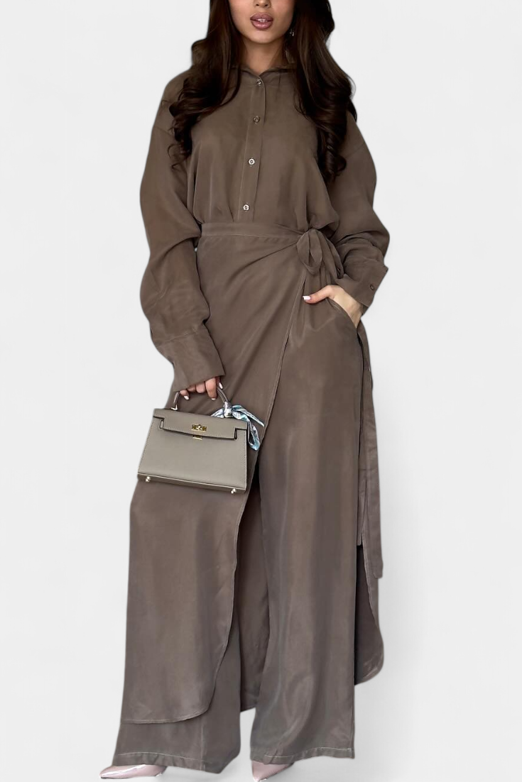 Marisol Casual Set with Loose Shirt and Pants-Skirt