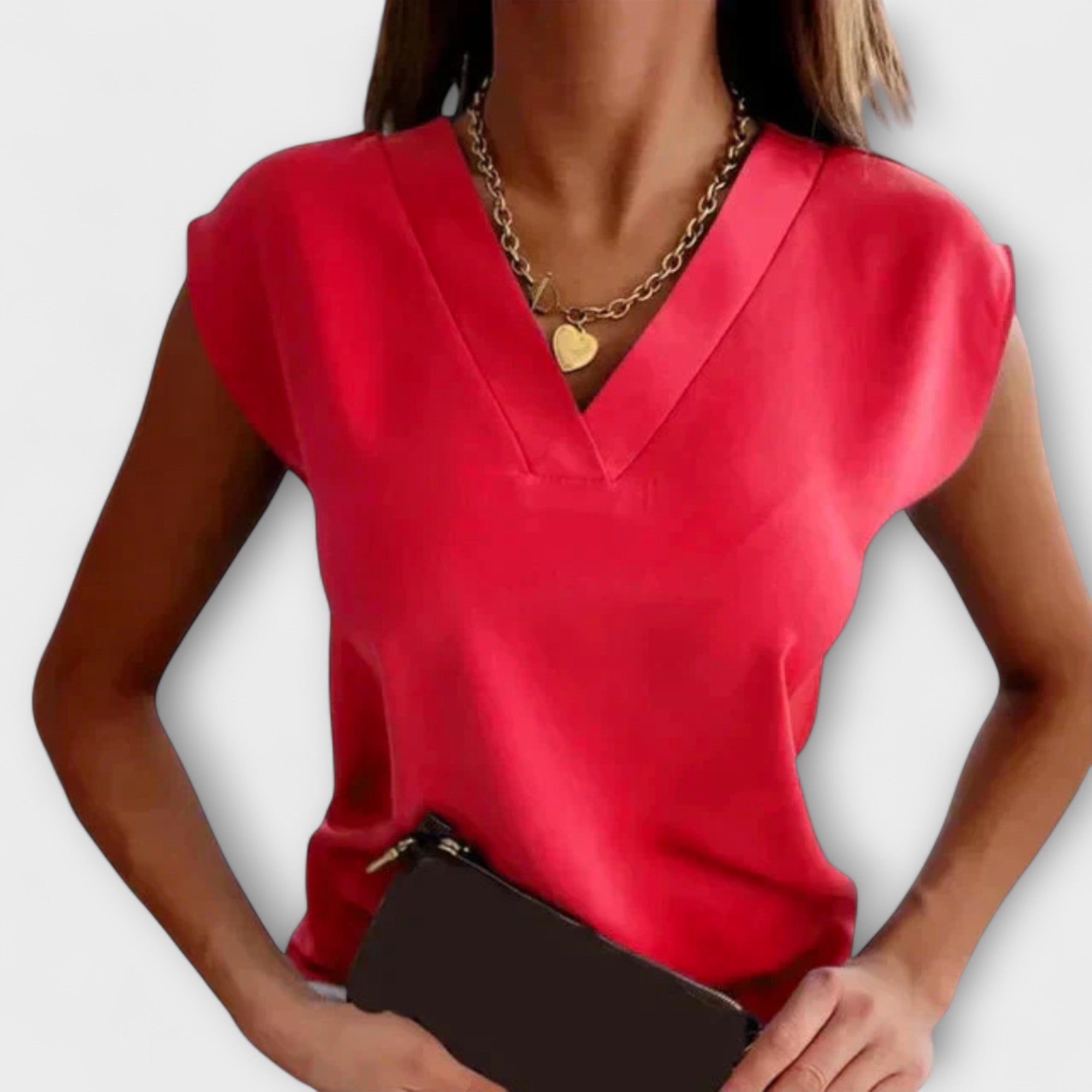 Women's Summer Top with V Neckline and Comfortable Sleeves