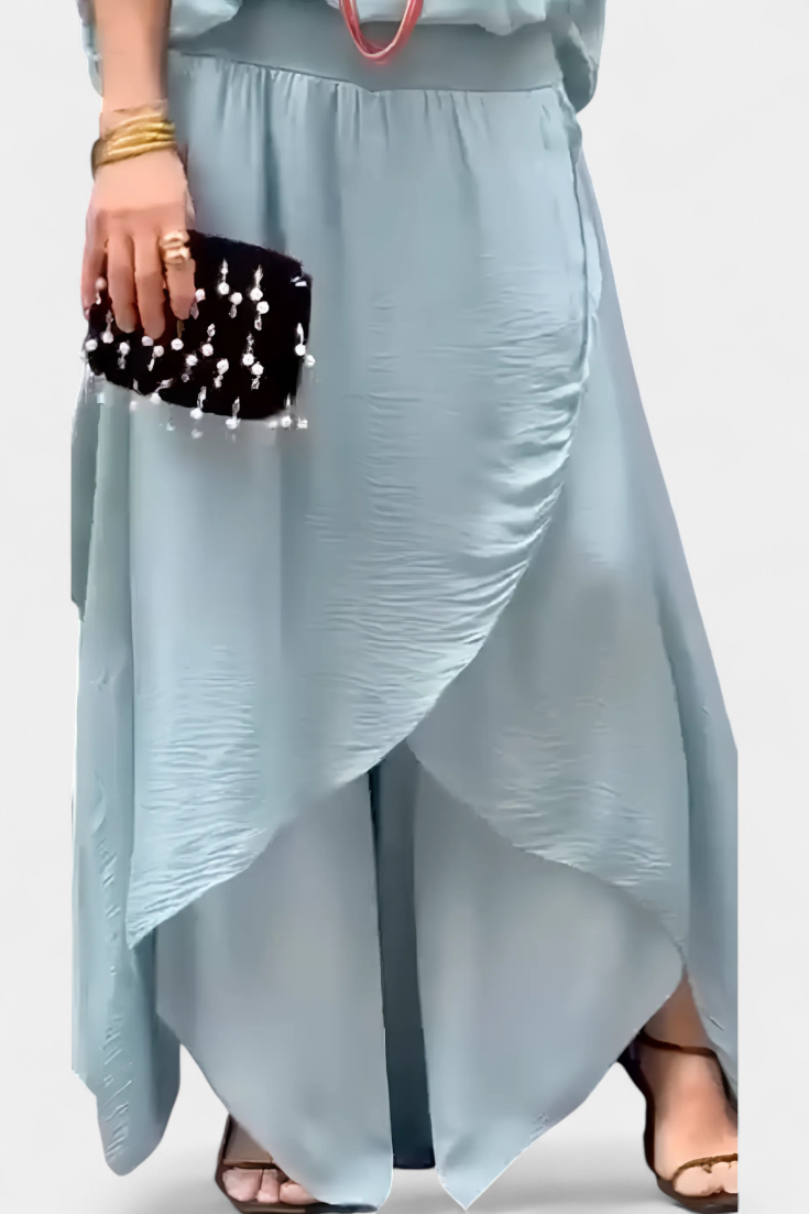 Maravilla Flowy Two-Piece Set with Loose Top and Asymmetrical Skirt