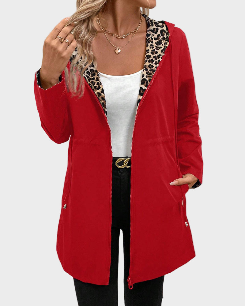 Dionissia | Reversible Jacket with Hat and Leopard Pattern