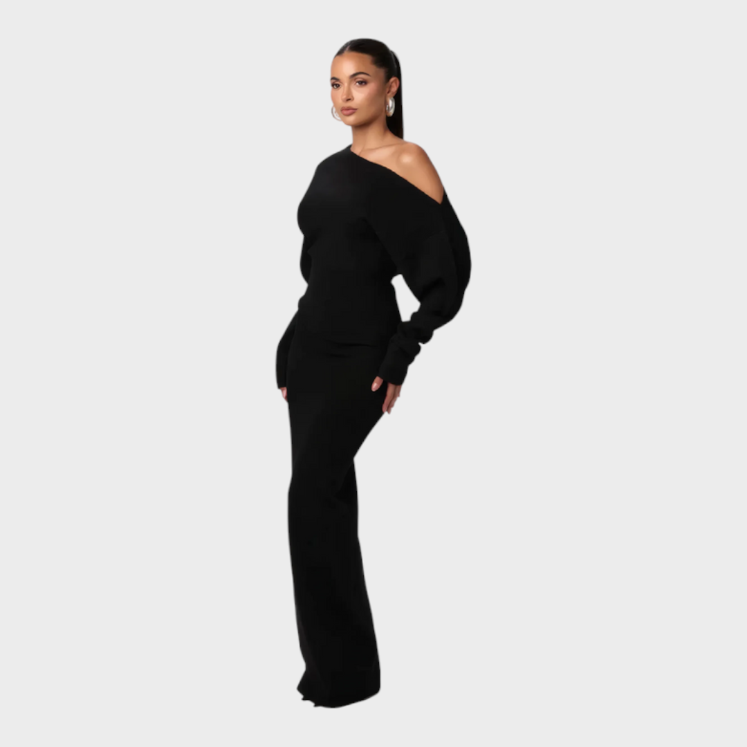 Hillary |Knit Off-Shoulder Maxi
