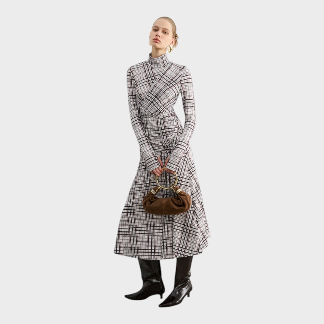 Hristina | Confirmed Long Sleeve Maxi Dress with High Neck