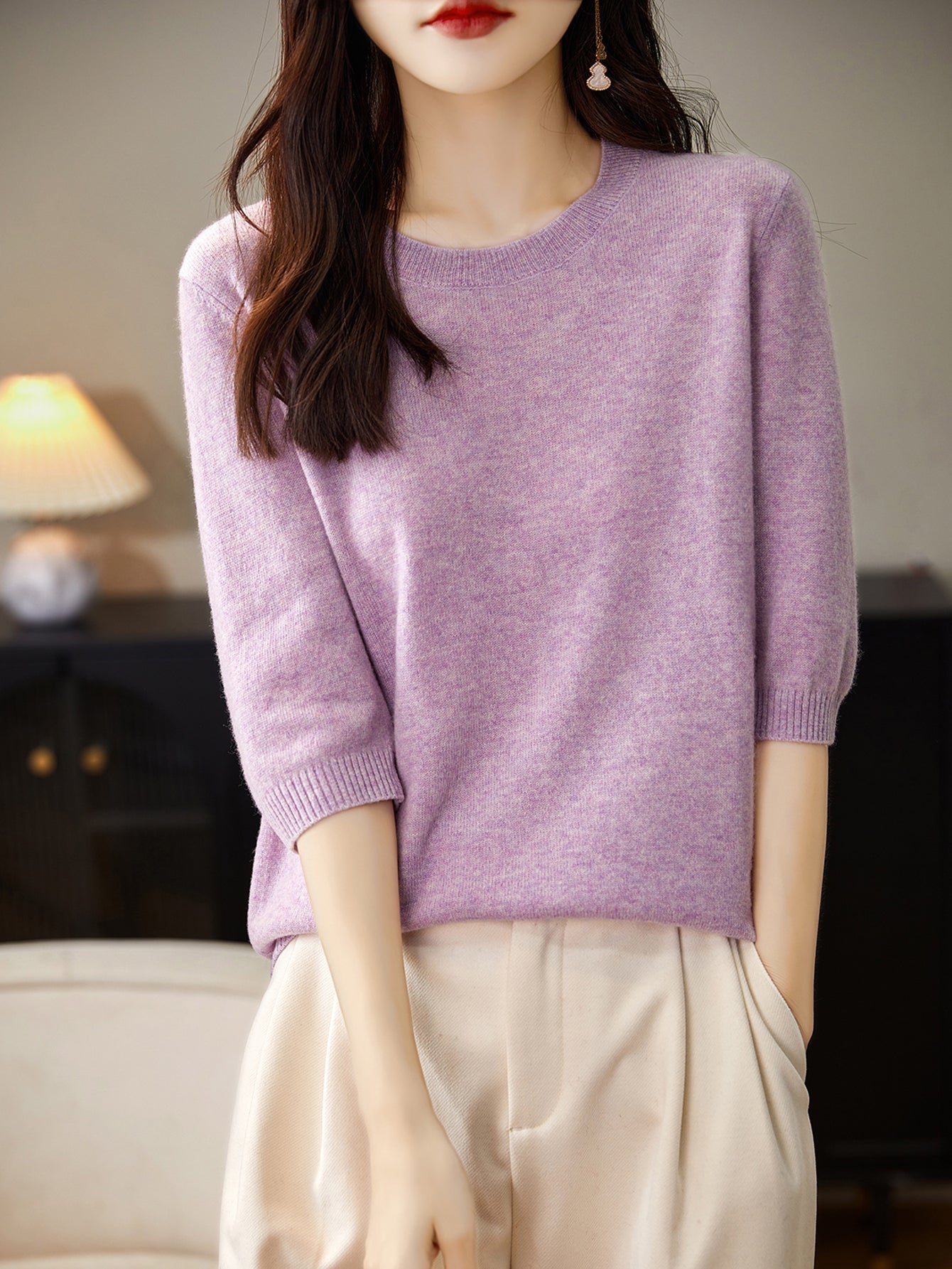 Eureka | 100% Merino Wool Crewneck Half Sleeve Sweater