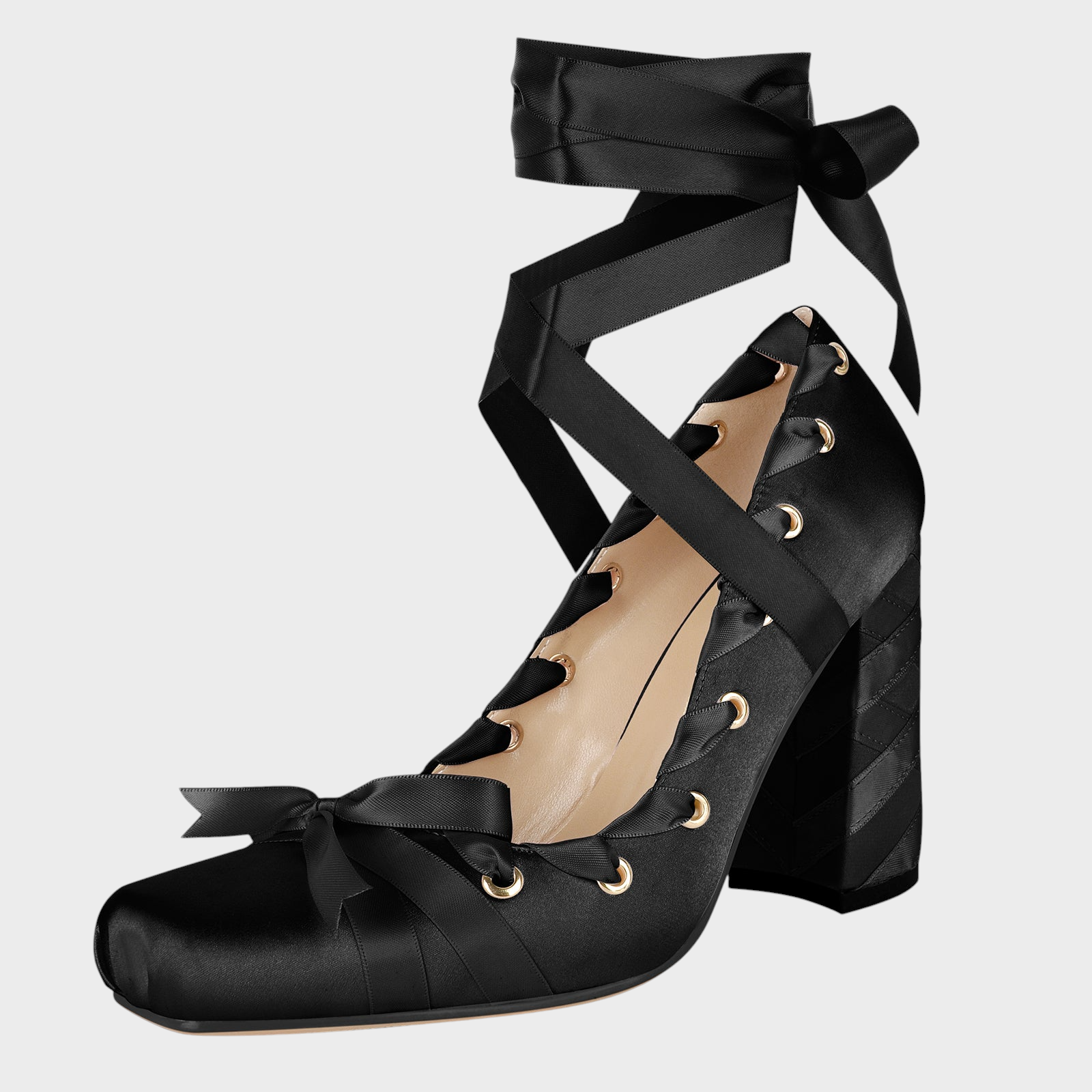 Gracelynn | Ballerina with Satin Flower and Square Toe