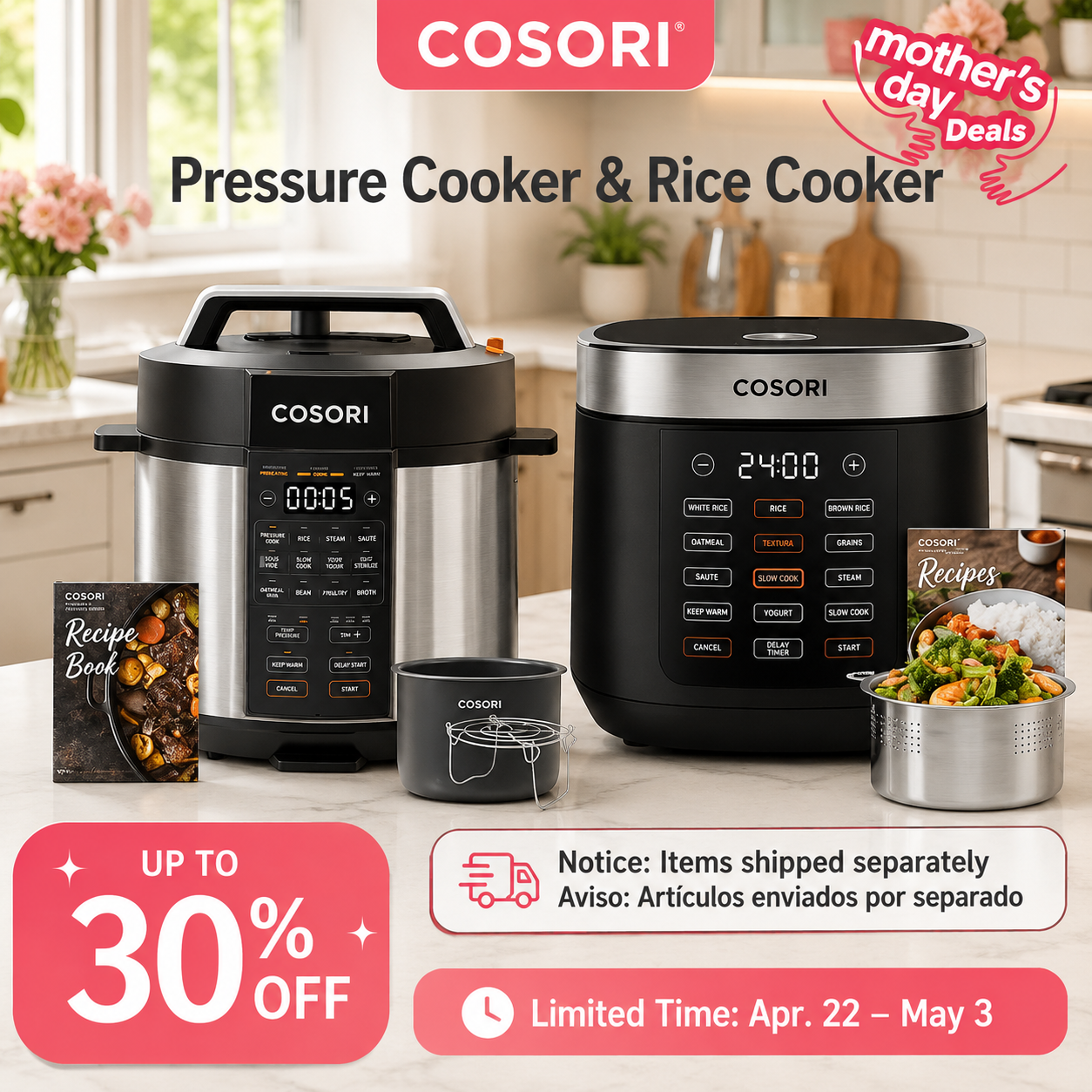 COSORI Pressure Cooker & Rice Cooker Bundle