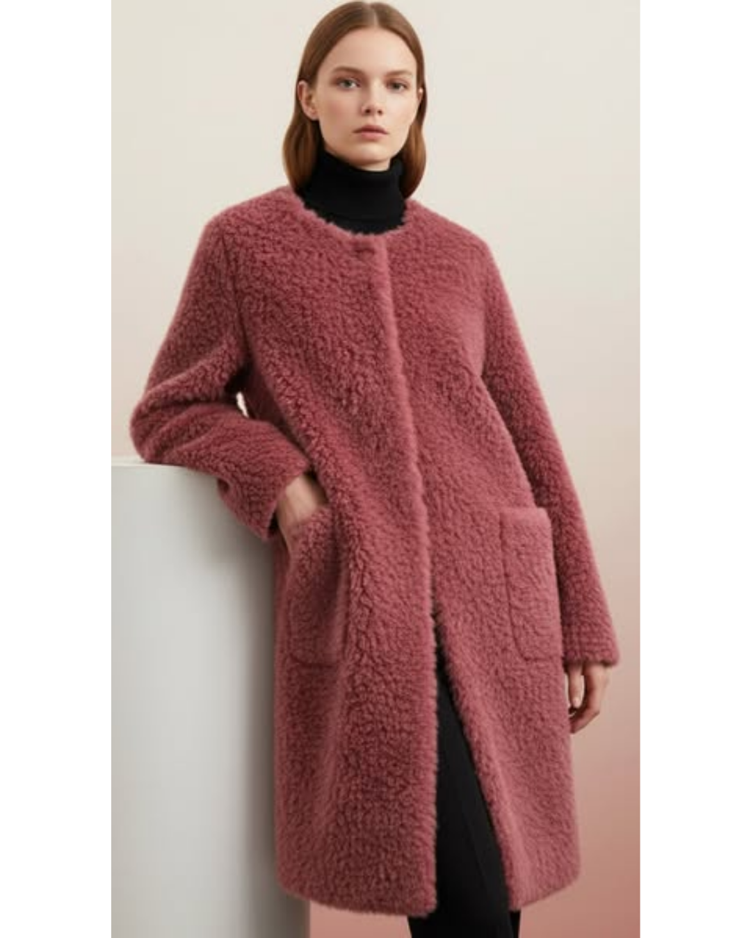 Shearling coat with wool lining