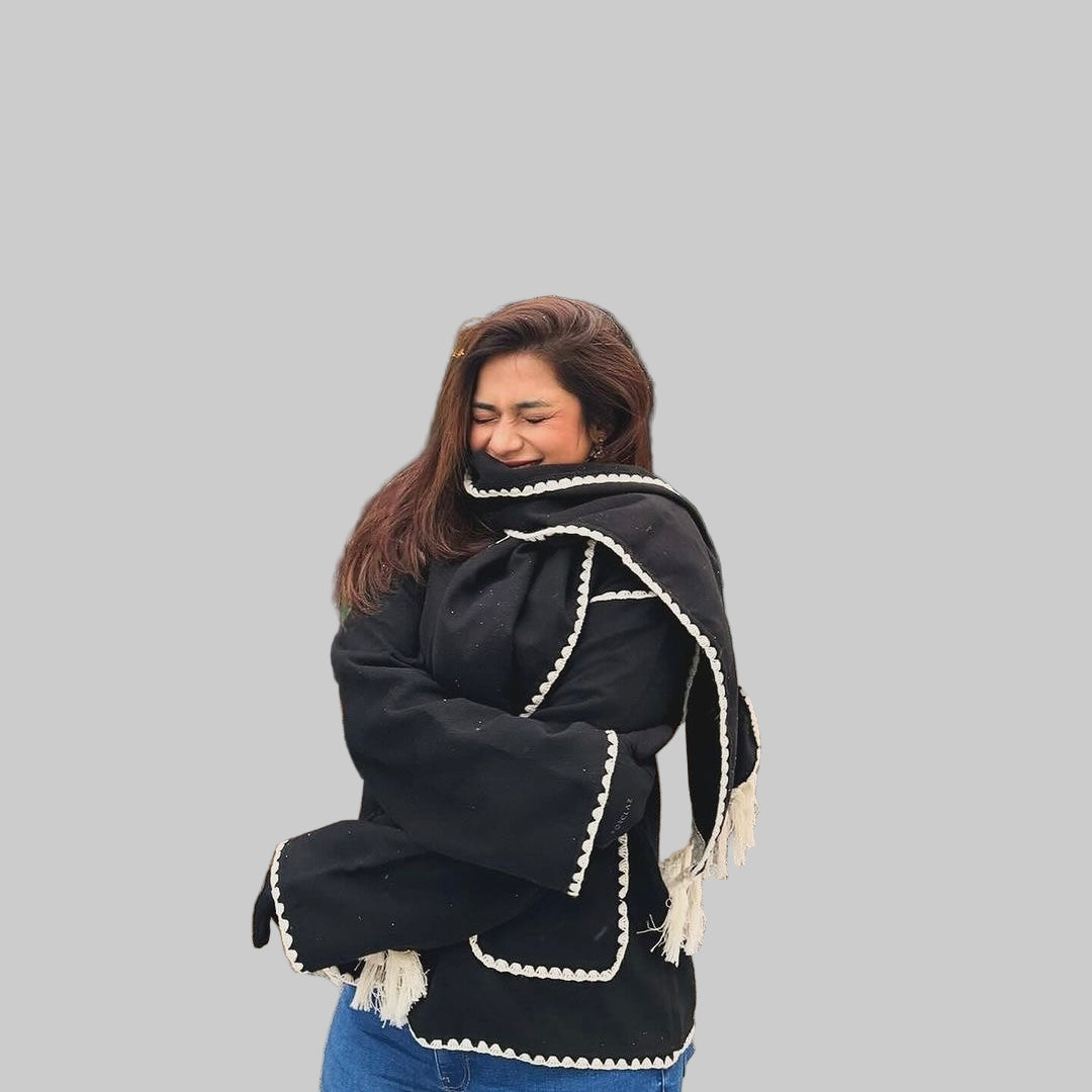 Cora Large Wool Jacket with Scarf