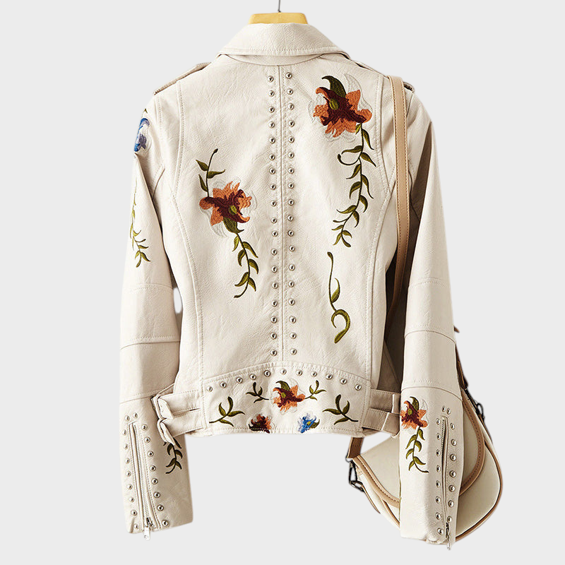 Elara | Embroidered Motorcycle Jacket