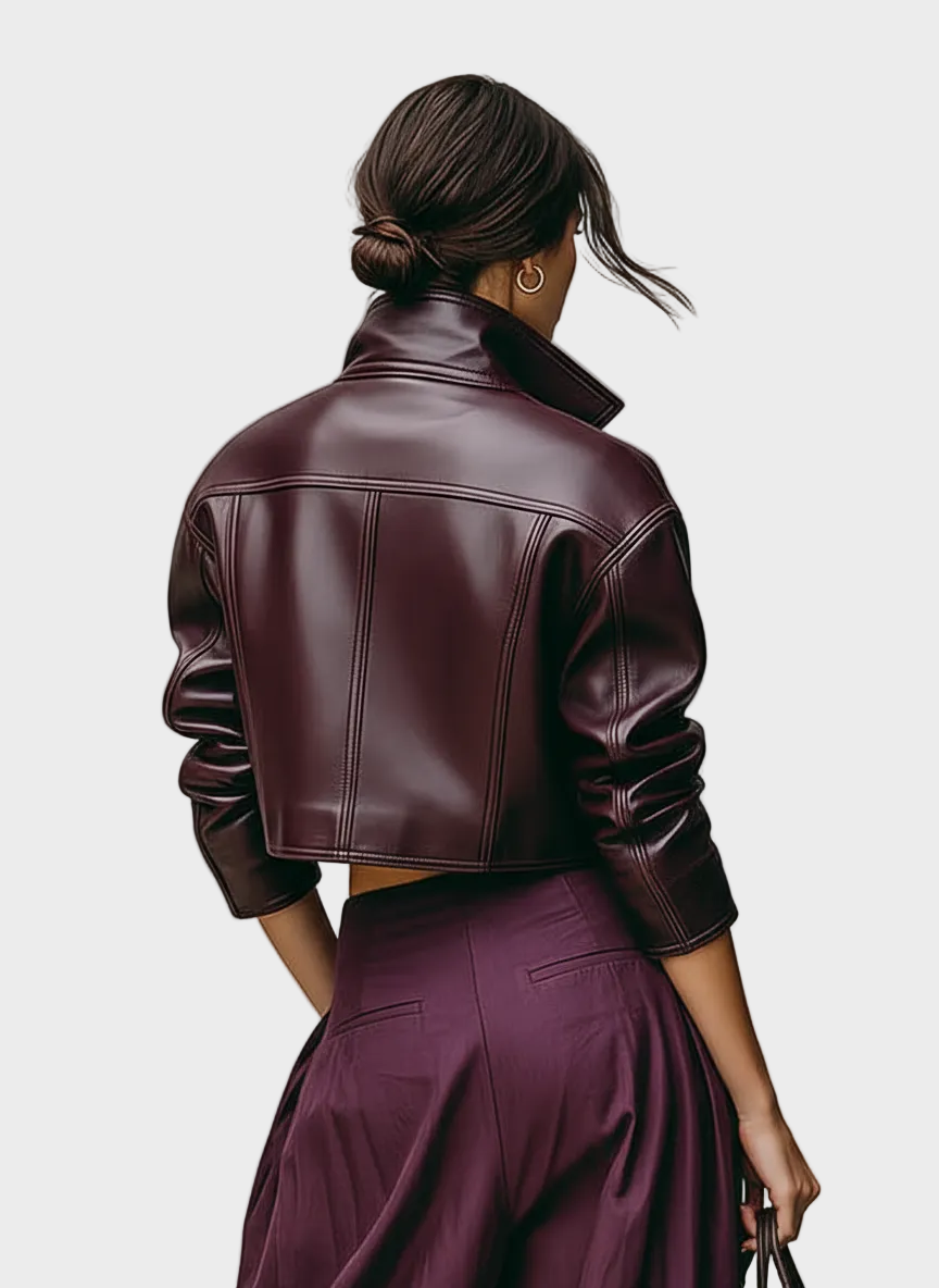 Rafaella | Women's Loose PU Leather Short Double Chest Pocket Jacket MDA1666I2Y