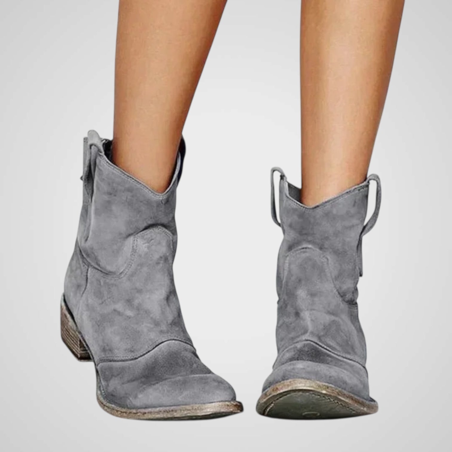 Zagia | Women's Retro Leather Cowboy Ankle Boots