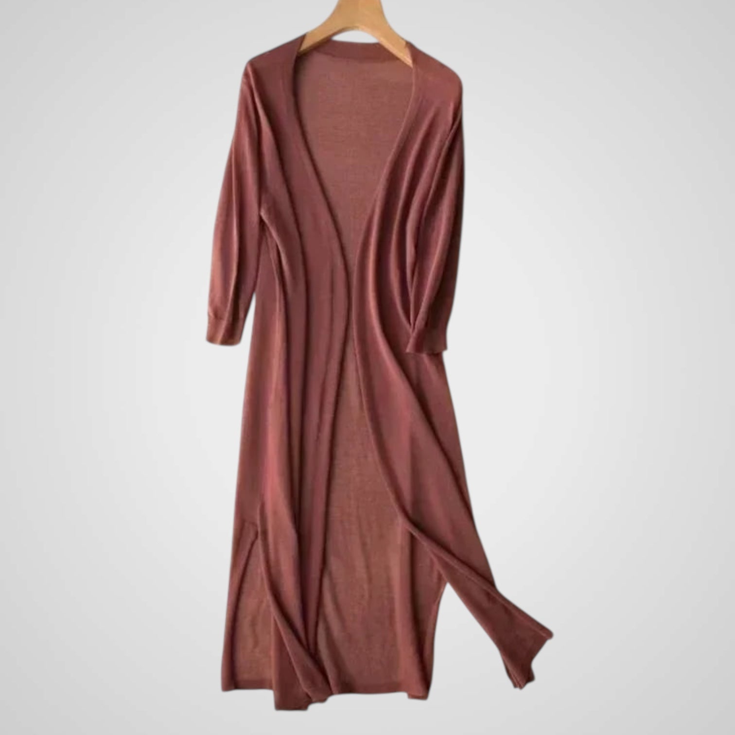 Wendy | Women's Long Cardigan - Lightweight Knit - 3/4 Sleeve - Overlay Required