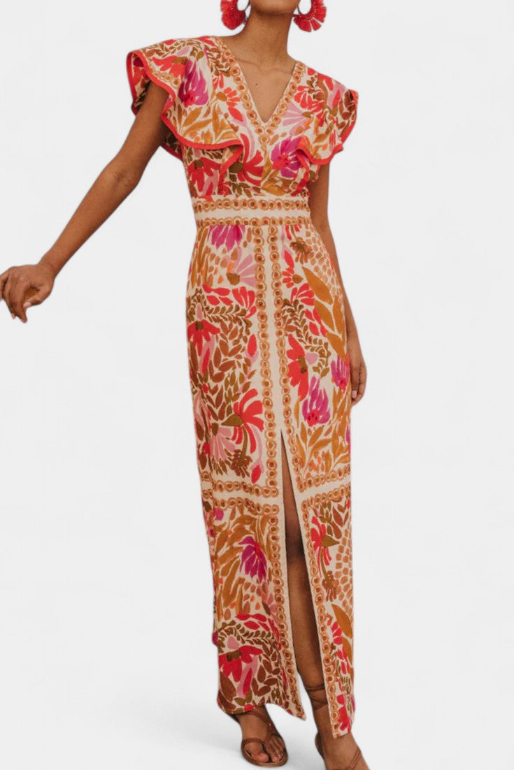 Suzanne Maxi Floral Dress with Vibrant Colors
