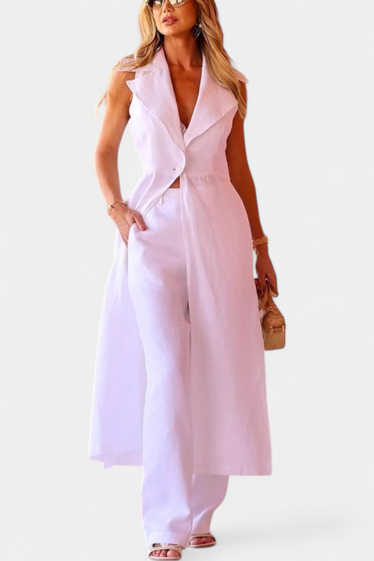 Eider Long Vest and Straight Pants Set