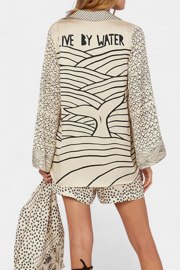 Amalia Printed Shirt Set with Elastic Shorts