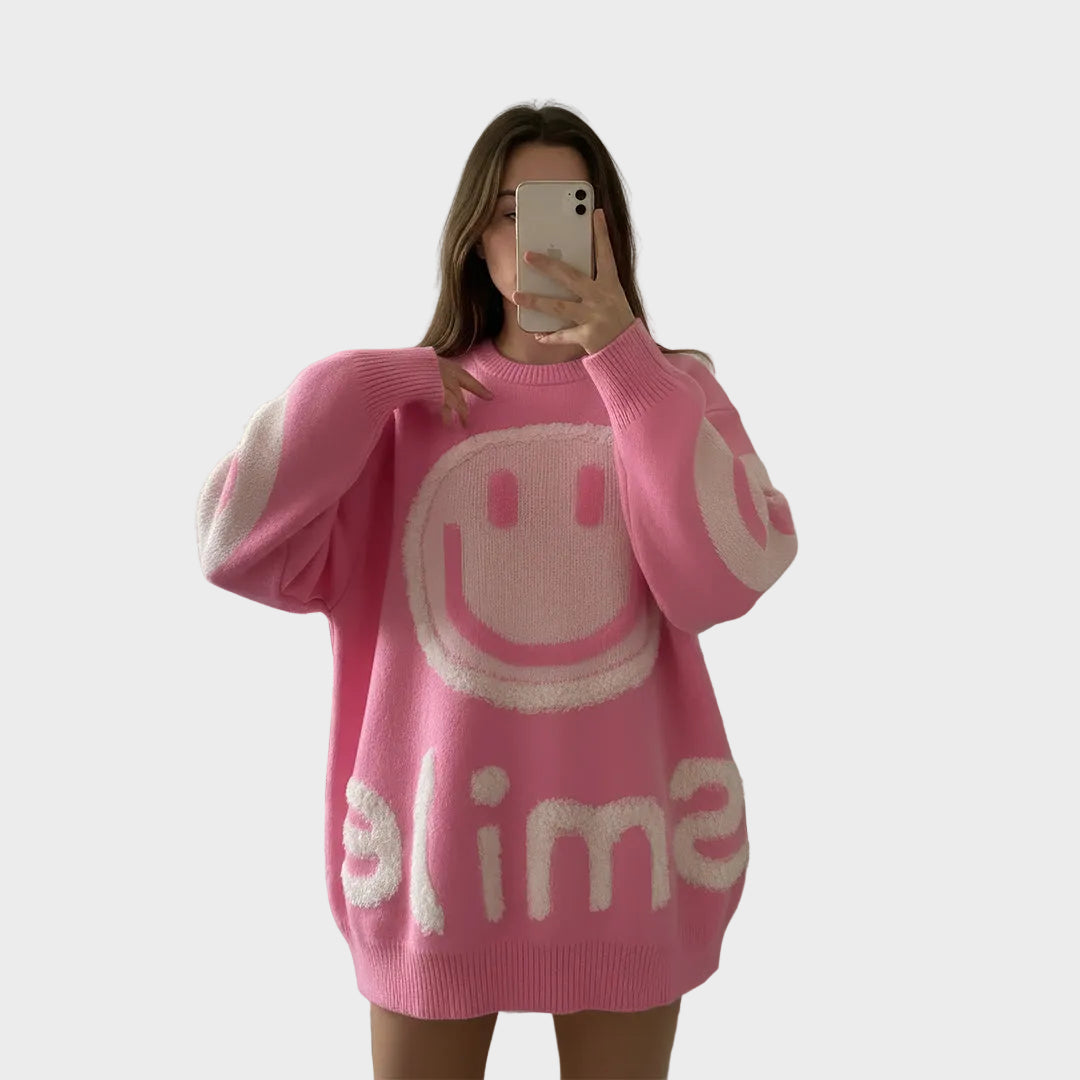 Paula - Oversized Fuzzy Smile Sweater