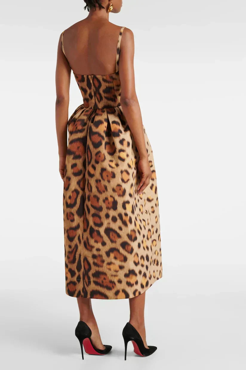 Tiana Midi Dress Bust with Leopard Print