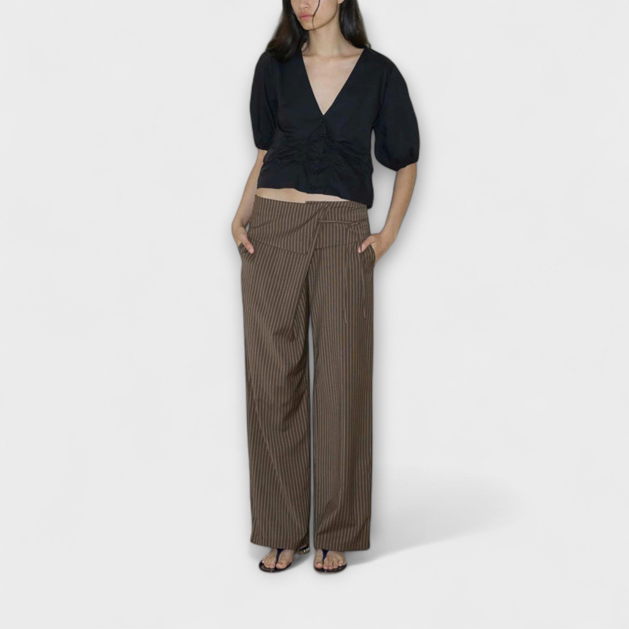 Julia - Striped Pleated Pants