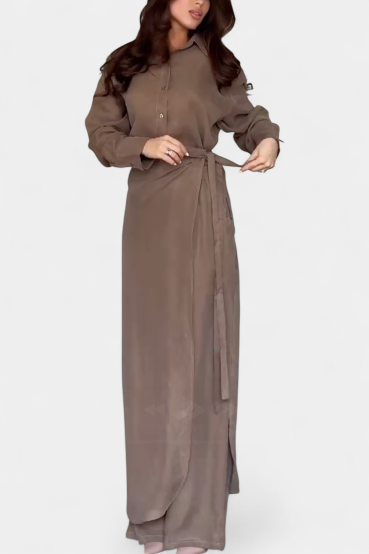 Marisol Casual Set with Loose Shirt and Pants-Skirt