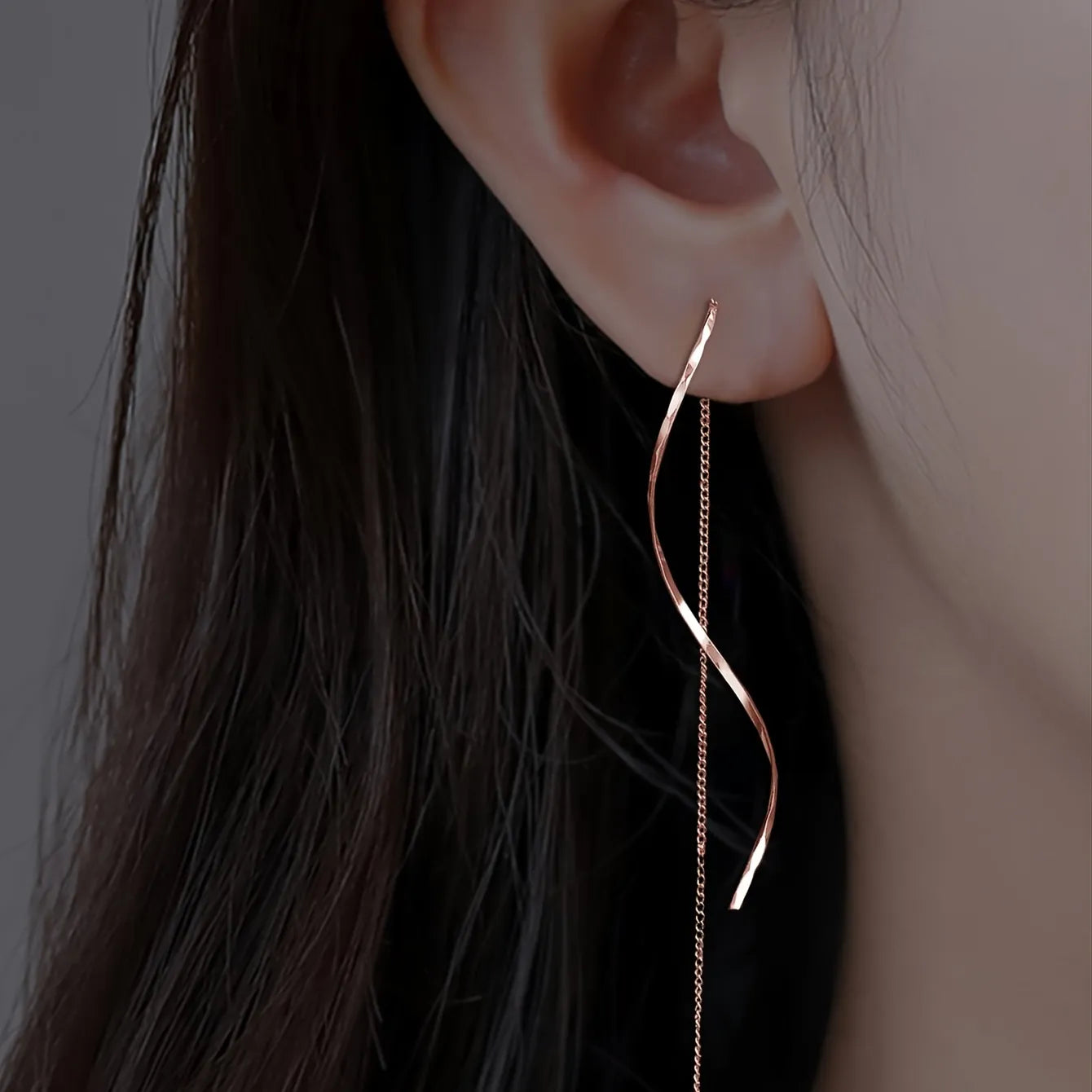 Long Earrings with Wave Pattern