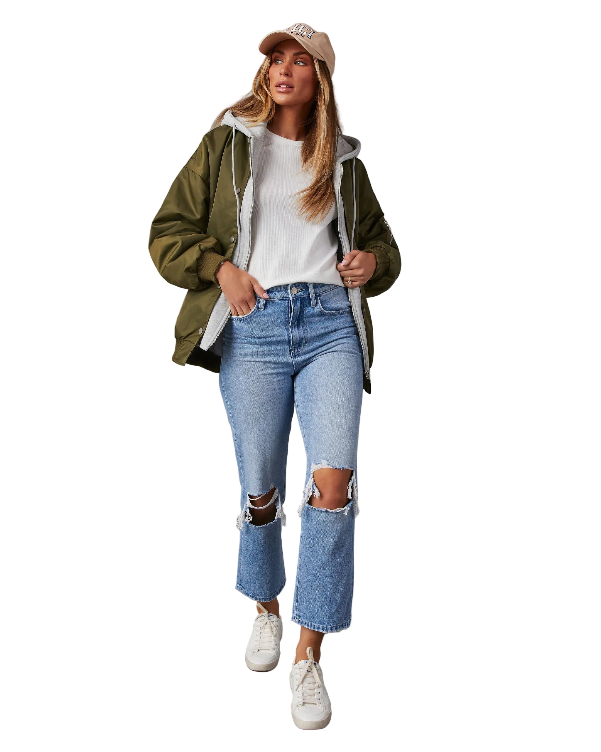 Cassandra - Campus Oversized Hooded Bomber Jacket