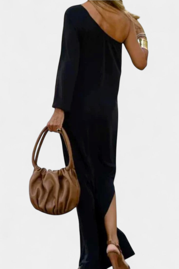 Maddie Elegant One-Shoulder Midi Dress