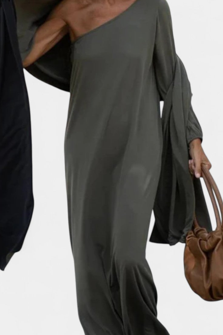 Maddie Elegant One-Shoulder Midi Dress