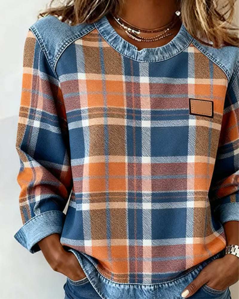 Ivy | Sweatshirt with plaid patches