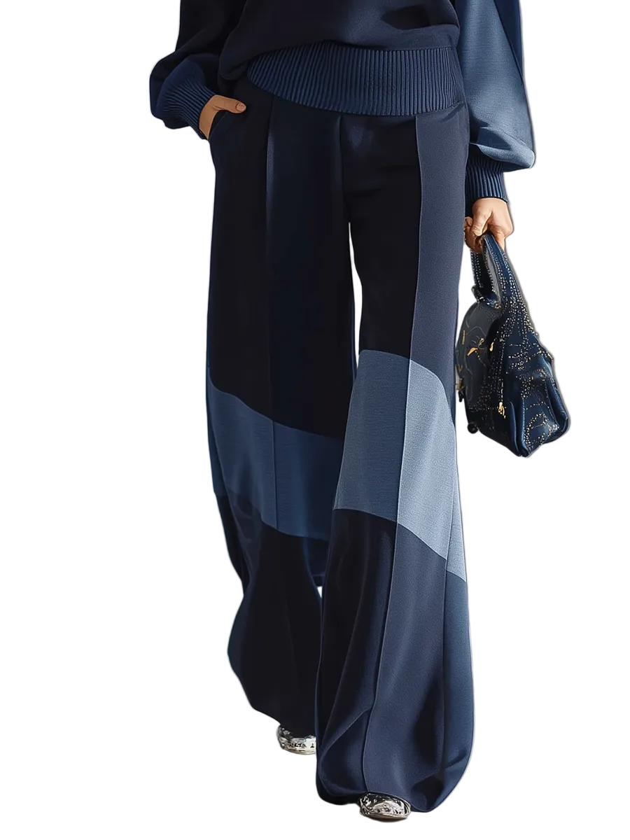 Kendal - Casual Sportswear Patchwork Sweatshirt And Sweatpants Set