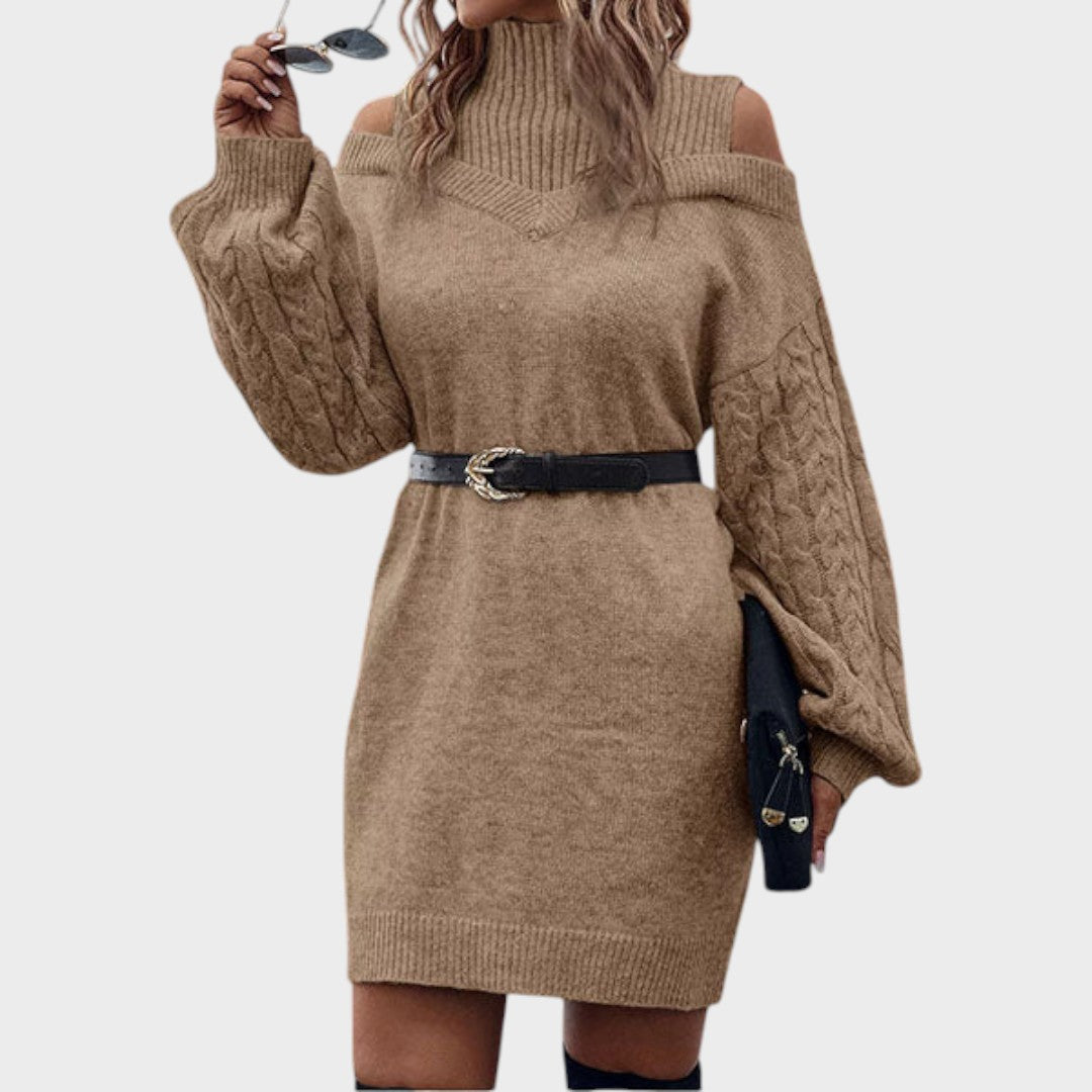 Ninia | Sweater Dress with Fashion and Open Shoulders