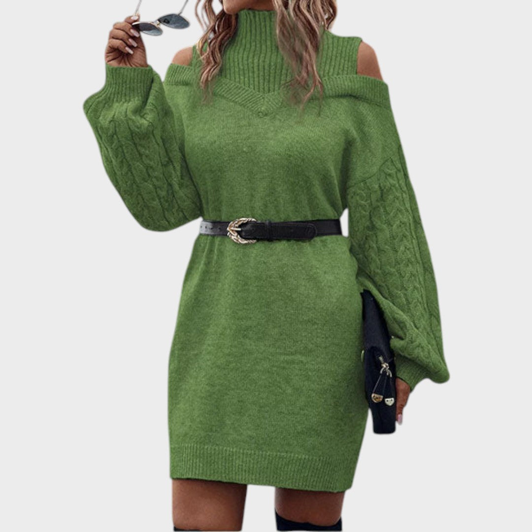 Ninia | Sweater Dress with Fashion and Open Shoulders