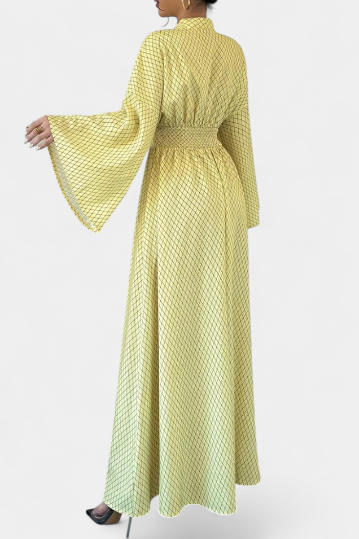 Anelia - Maxi Geometric Dress with V Neckline